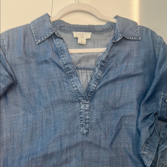 LOFT Blue Sleeveless Notched Collar Dress - Picture 5 of 5